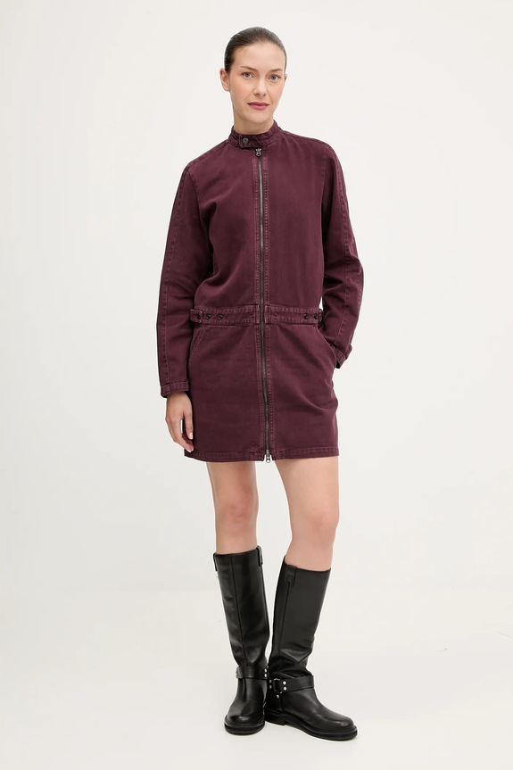 Rifľové šaty G-Star Moto mini D27009.E078 burgundské AW25
