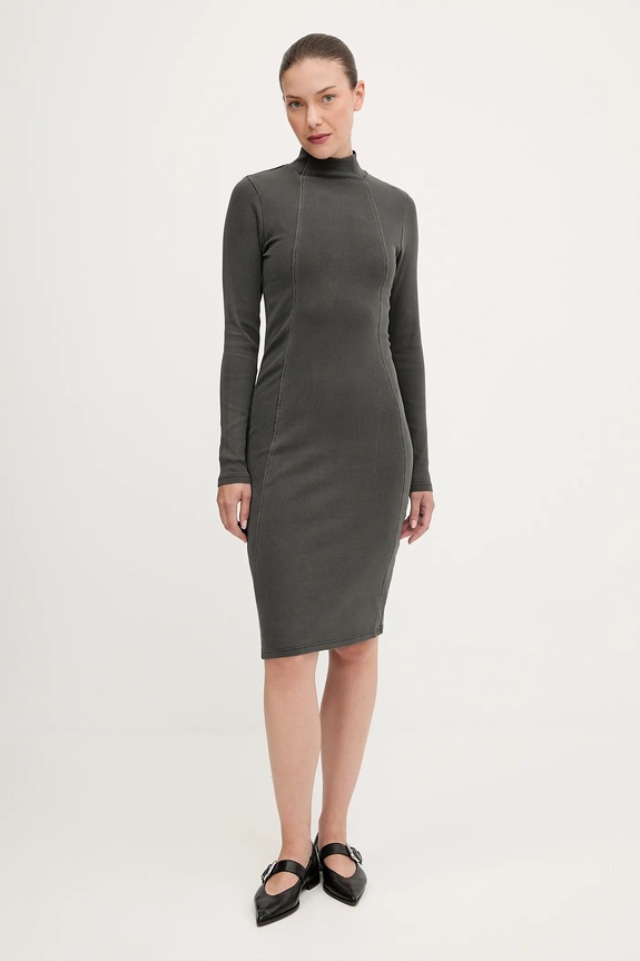 Šaty G-Star Washed slim rib s elastanom sivá D27164.E127