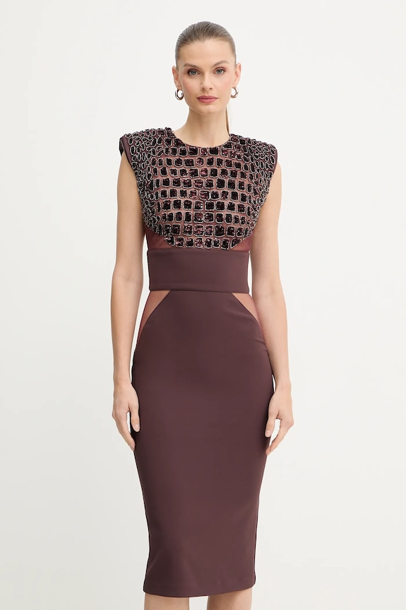 Φόρεμα Elisabetta Franchi εμπριμέ μπορντό AB83457E2