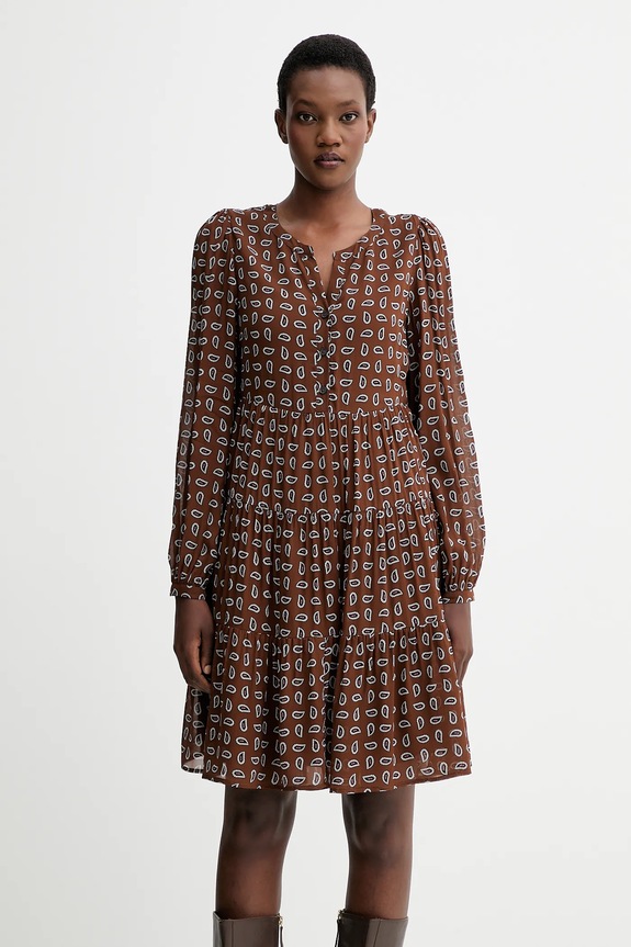 Marc O'Polo rochie din viscoză mini maro 508115221291