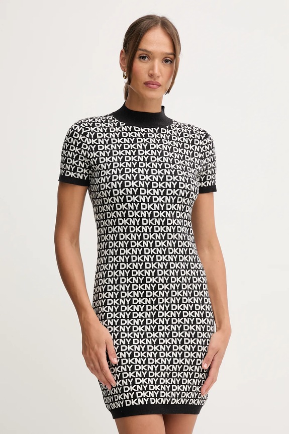 Šaty Dkny pletenina čierna DJ5R0911