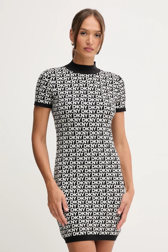 Šaty Dkny pletenina čierna DJ5R0911