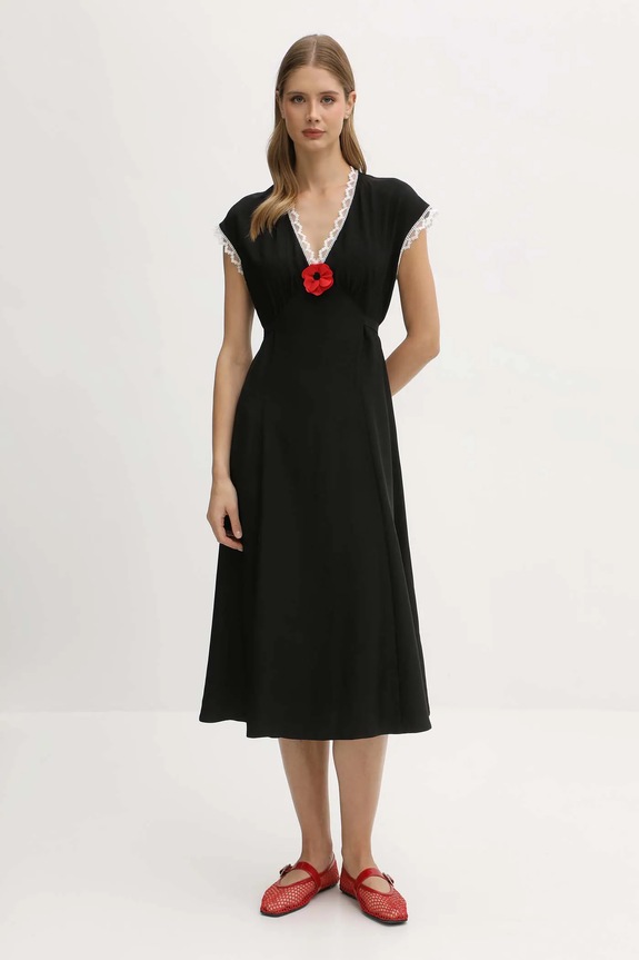 The Sleeper vestito di viscosa midi nero PMDDR03P002L