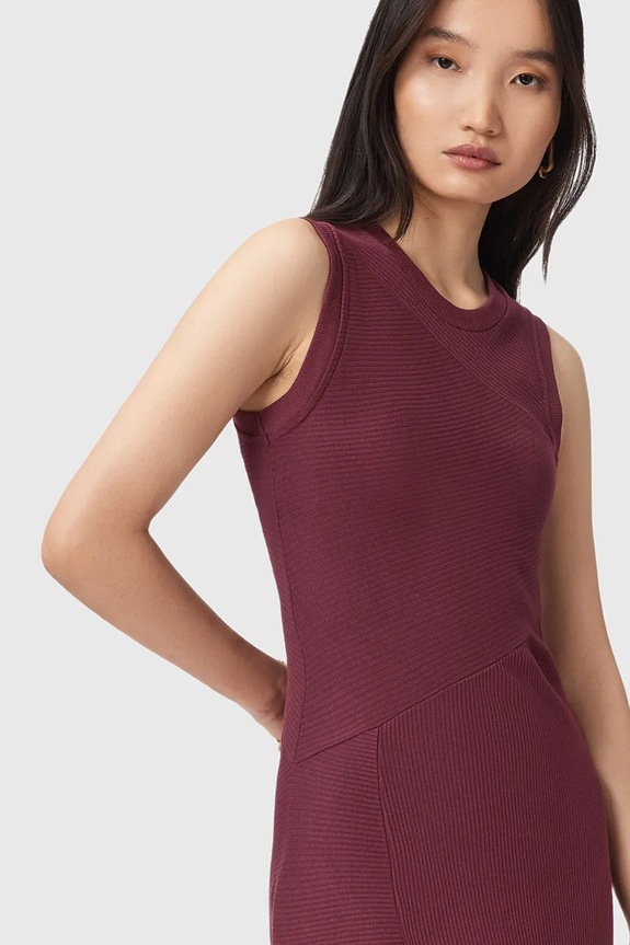 AllSaints rochie GIA W073DD burgundia NC25