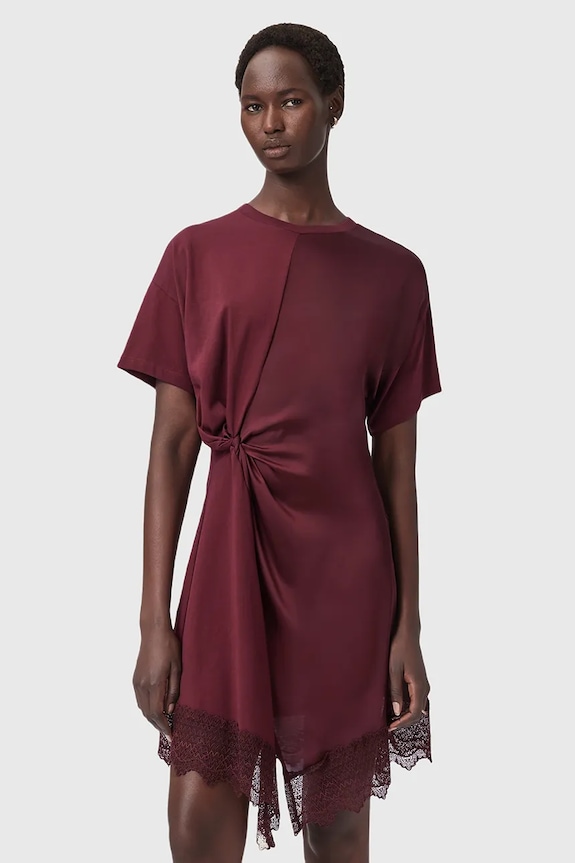 AllSaints φόρεμα LANA βαμβάκι κόκκινο W097DD