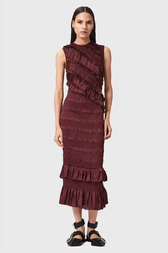 Haljina AllSaints NYLA okrugli crvena W034DD