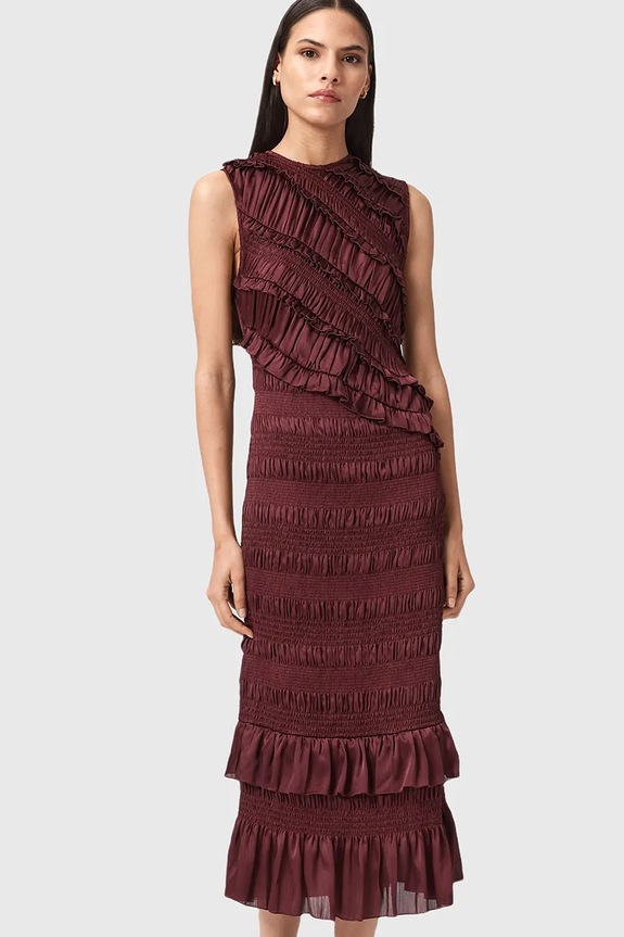 Haljina AllSaints NYLA W034DD crvena AW25