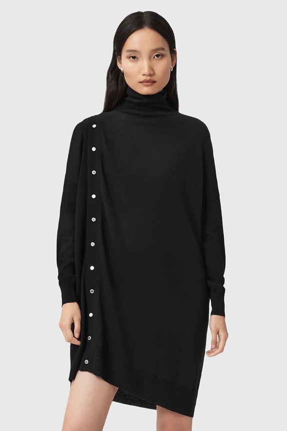 AllSaints gyapjú ruha UMI hosszú fekete W071DD
