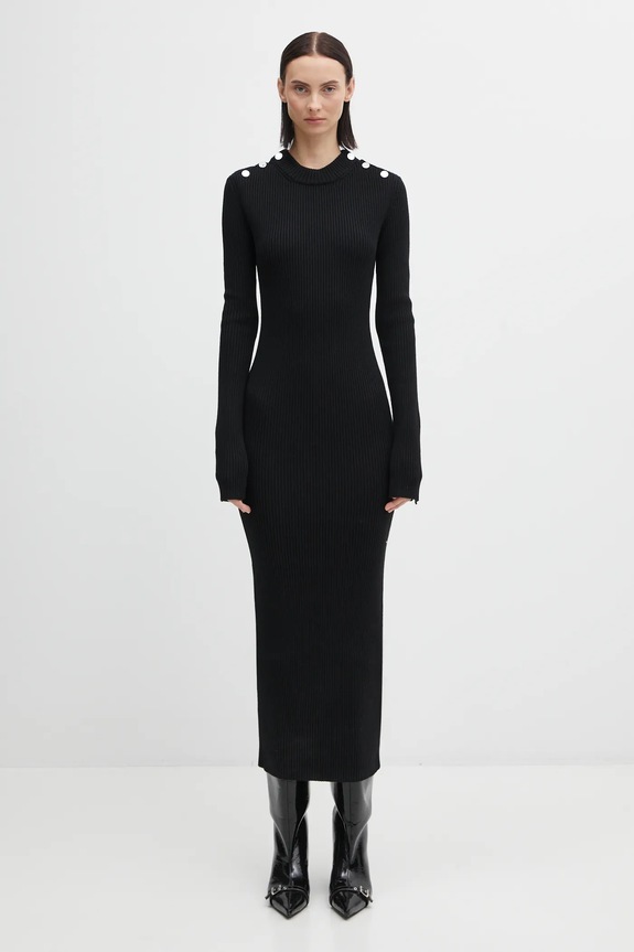 Платье с добавлением шерсти Sportmax GARIBO круглый вырез чёрный 2522326022600