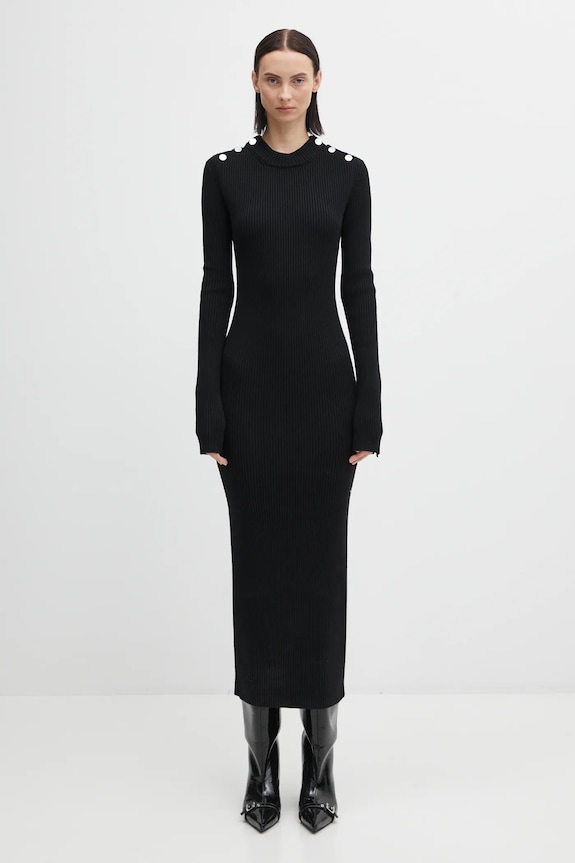 Платье с добавлением шерсти Sportmax GARIBO круглый вырез чёрный 2522326022600