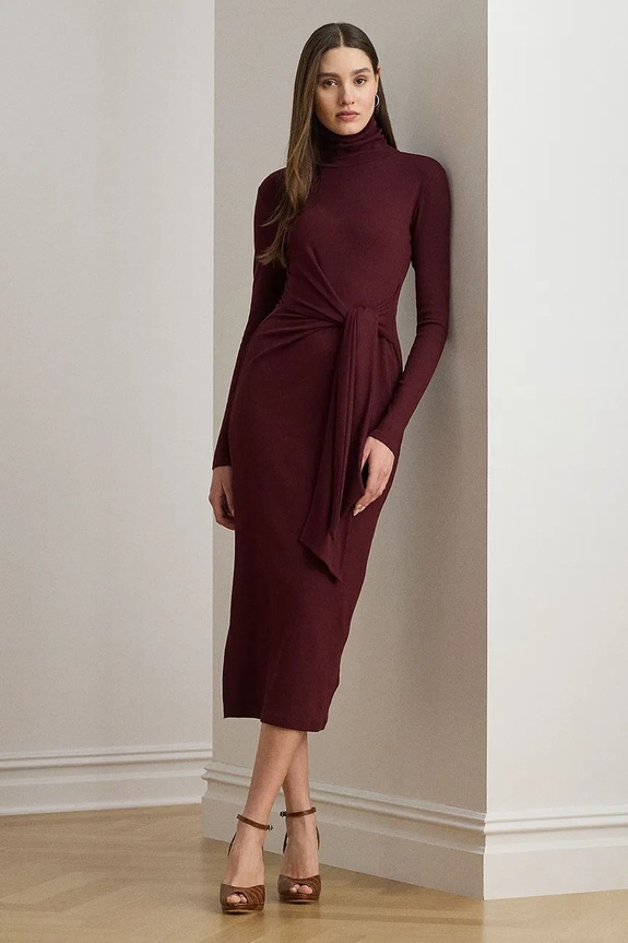 Haljina Lauren Ralph Lauren bez uzorka bordo 200980028
