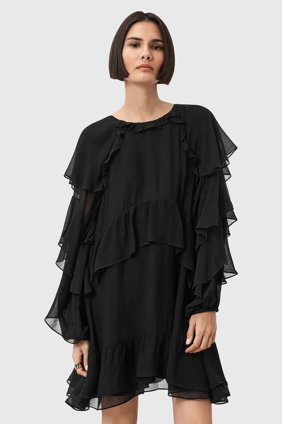 Φόρεμα με προσθήκη μεταξιού AllSaints LISSIE W100DD μαύρο AW25