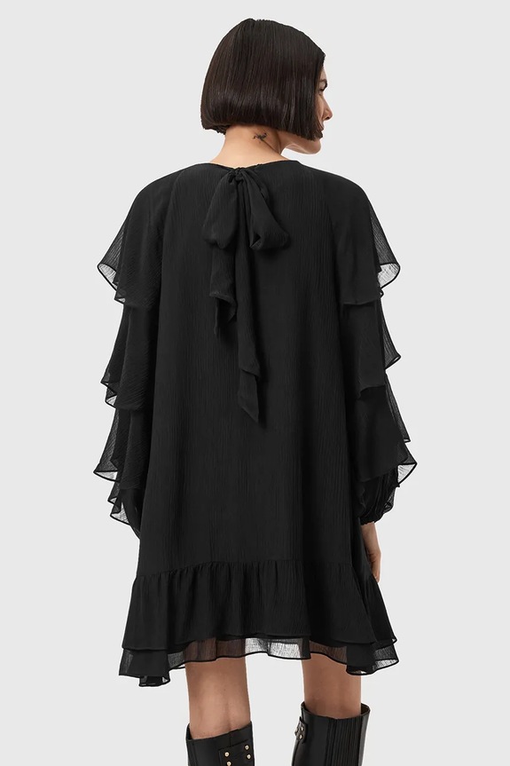 Φόρεμα με προσθήκη μεταξιού AllSaints LISSIE W100DD μαύρο