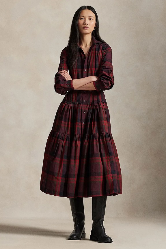 Obleka Polo Ralph Lauren Dolg bordo 211A13260