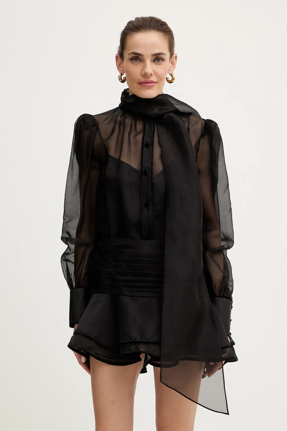 Retrofete rochie de matase Celandine mini negru R.FW25.11858.17