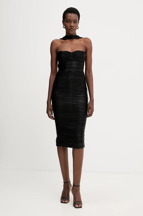 Retrofete rochie Maelis midi negru R.FW25.12076.17