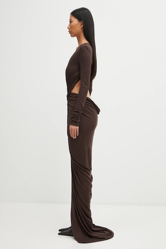 Šaty Rick Owens Lilies Poppy LI02E3507.RV hnědá AW25