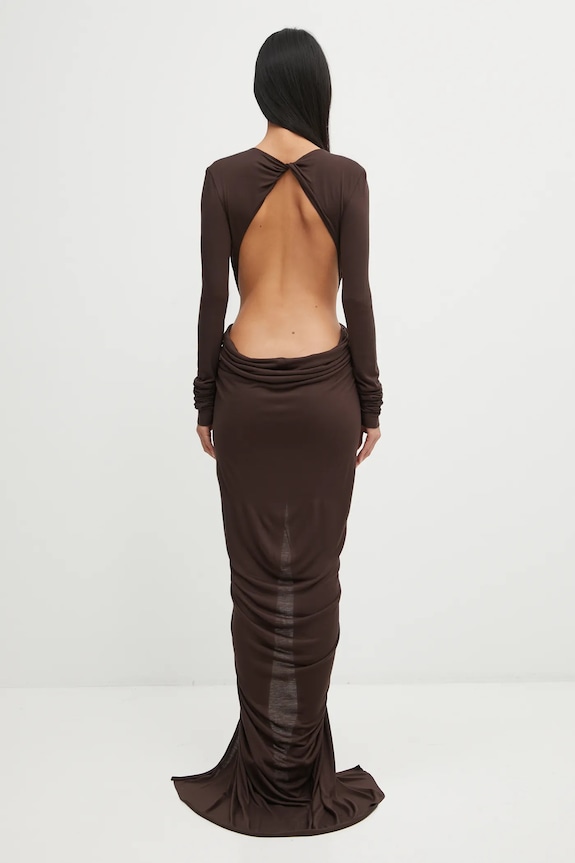 Oblečení Šaty Rick Owens Lilies Poppy LI02E3507.RV hnědá