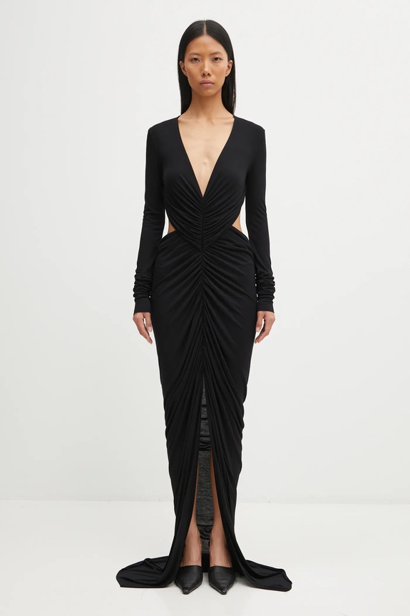 Šaty Rick Owens Lilies Poppy viskóza černá LI02E3507.RV