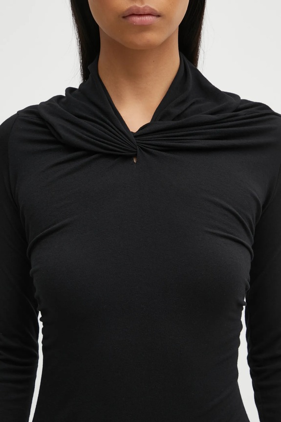 Haljina s dodatkom kašmira Rick Owens Lilies Kairo crna LI02E3568.JBWS