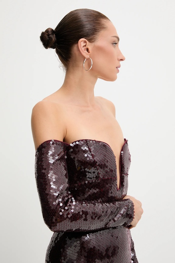 Šaty Bardot burgundské 59908DB