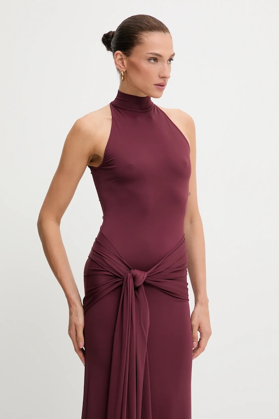 Šaty Bardot burgundské 60102DB