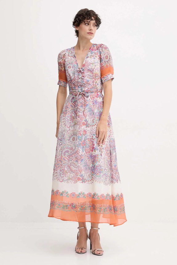 Hale BOB rochie din mătase maxi roz 55AL612M