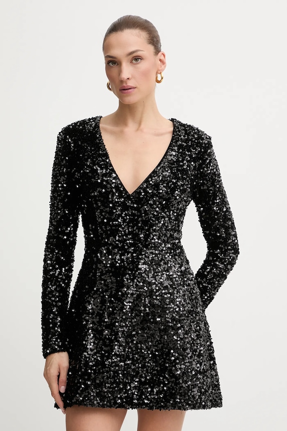 Bardot sukienka rozkloszowany czarny 60054DB