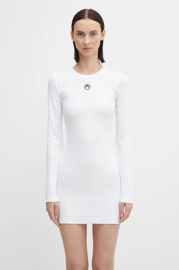 Šaty Marine Serre Moon Logo Ribbed Jersey s elastanom biela WDR267ACJER0011