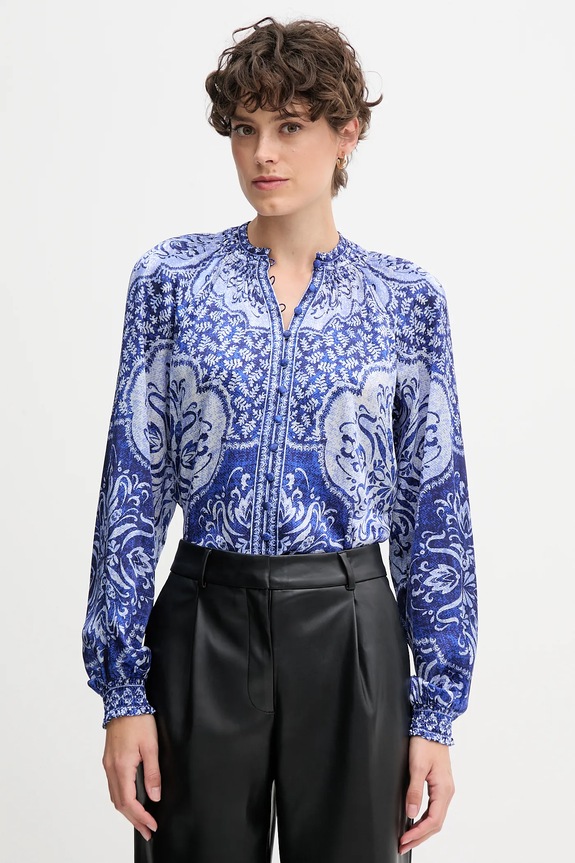 Hale BOB koszula jedwabna casual granatowy 57TL260A