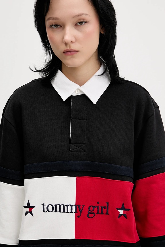 Βαμβακερό φόρεμα Tommy Jeans μαύρο DW0DW22510