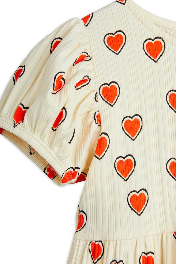 Dziewczynka Mini Rodini sukienka dziecięca Outlined hearts 2565010211 beżowy