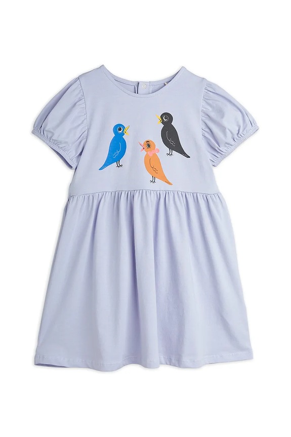 Mini Rodini sukienka dziecięca Birds z elastanem fioletowy 2565010545