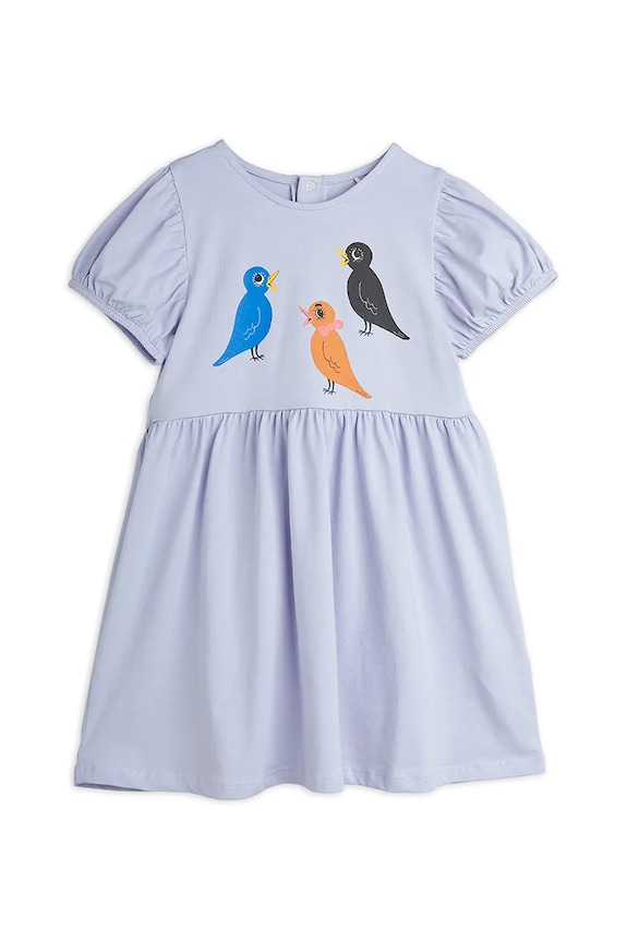 Mini Rodini sukienka dziecięca Birds z elastanem fioletowy 2565010545