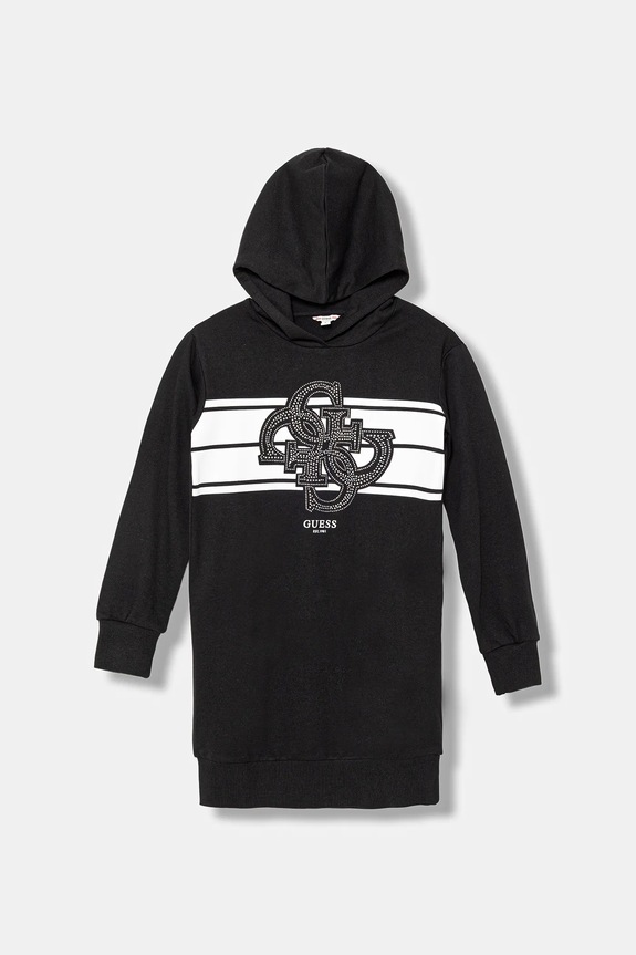 Otroška bombažna obleka Guess Potisk črna J5YK04.KA6R4.9BYA