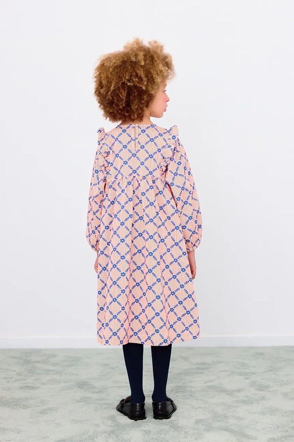 Dievča Dievčenské šaty Tinycottons FLOWER GRID PRINT DRESS AW25.471 béžová