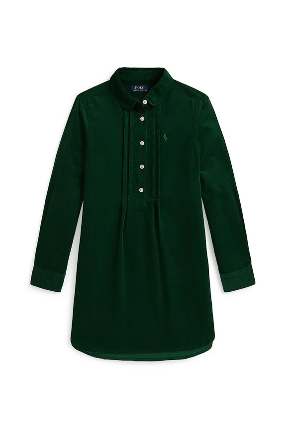 Dievčenské bavlnené šaty Polo Ralph Lauren bavlna zelená 313A98220001