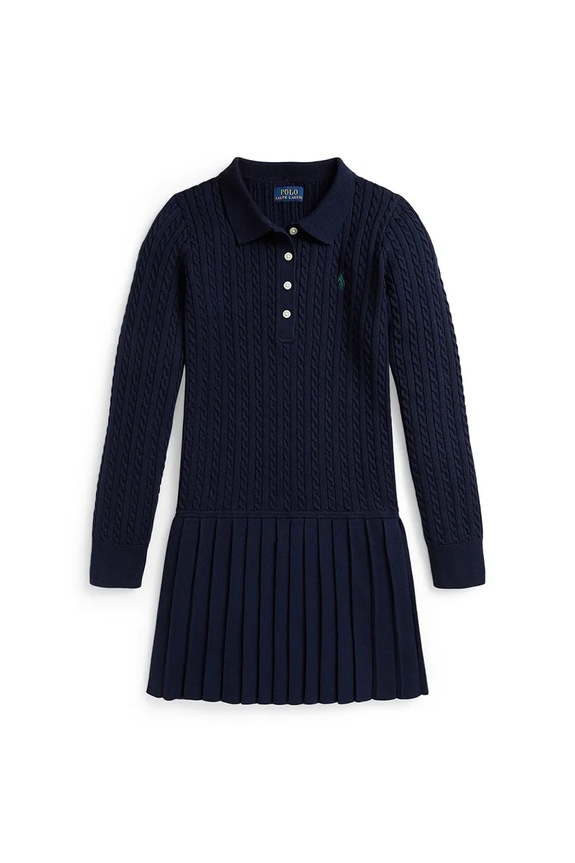 Dievčenské bavlnené šaty Polo Ralph Lauren 313978841001 tmavomodrá AW25