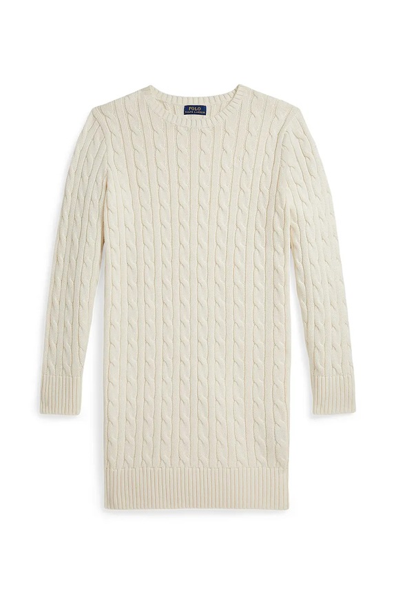 Dievčenské bavlnené šaty Polo Ralph Lauren 313978860001 béžová AW25