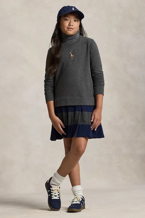 Παιδικό φόρεμα Polo Ralph Lauren εμπριμέ γκρί 313978991001