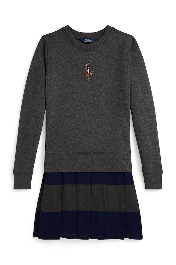 Παιδικό φόρεμα Polo Ralph Lauren 313978991001 γκρί AW25