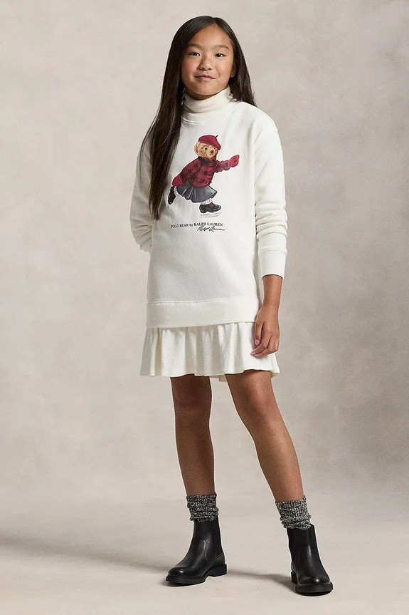 Polo Ralph Lauren gyerek gyapjúkeverék ruha hosszú bézs 313A99233001