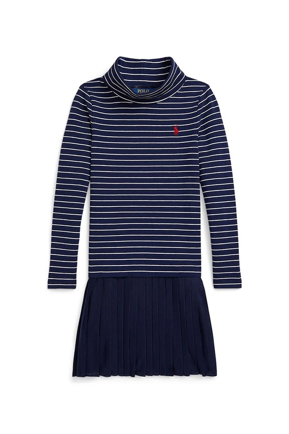 Dječja haljina s pamukom Polo Ralph Lauren pletivo mornarsko plava 312980676001