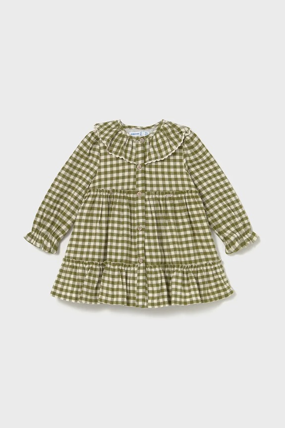 Pamučna haljina za bebe Mayoral Planet friendly zelena 2910.4C.Baby.9BYA