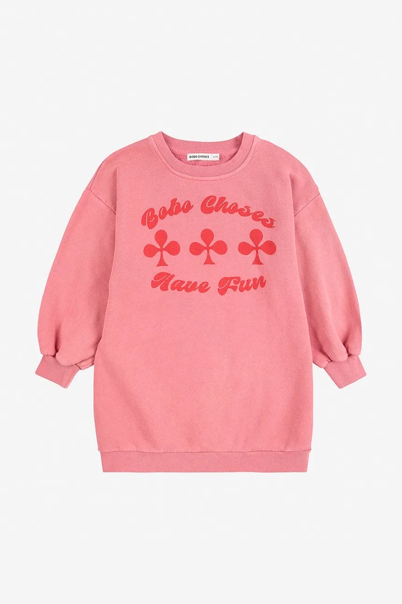 Dievčenské bavlnené šaty Bobo Choses Have Fun 225AC087 ružová AW25