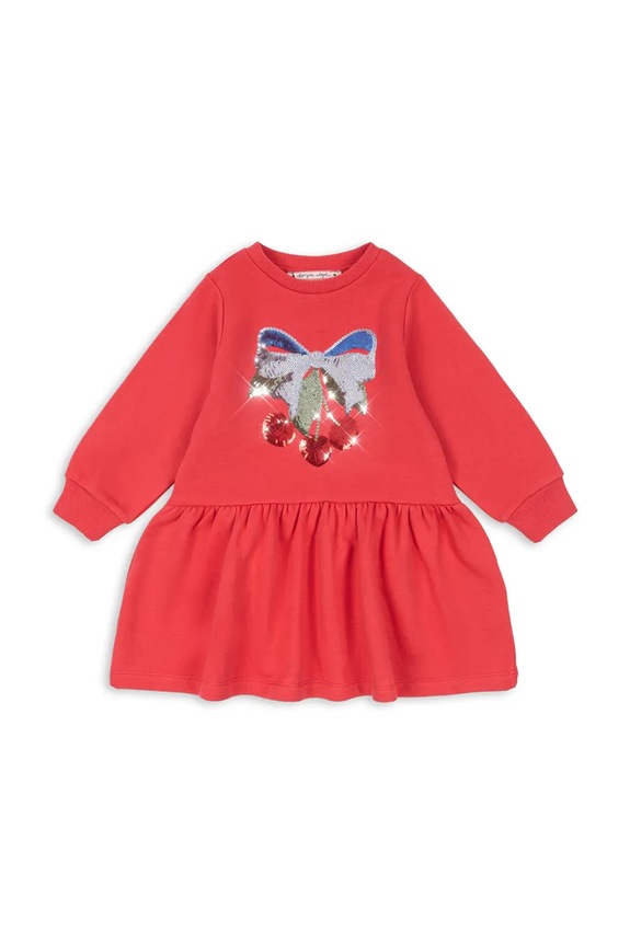 Šaty Konges Sløjd LOU SEQUIN SWEAT DRESS OCS bavlna červená KS103864.9BYA