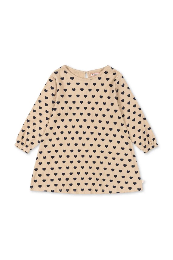Detské bavlnené šaty Konges Sløjd CHLEO DRESS GOTS bavlna béžová KS103751.9BYA