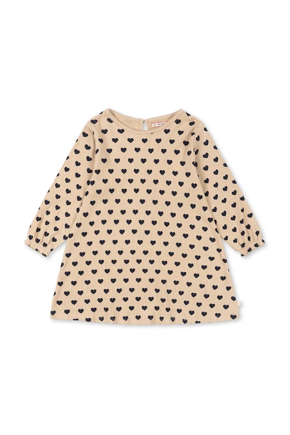 Detské bavlnené šaty Konges Sløjd CHLEO DRESS GOTS bavlna béžová KS103751.9BYA