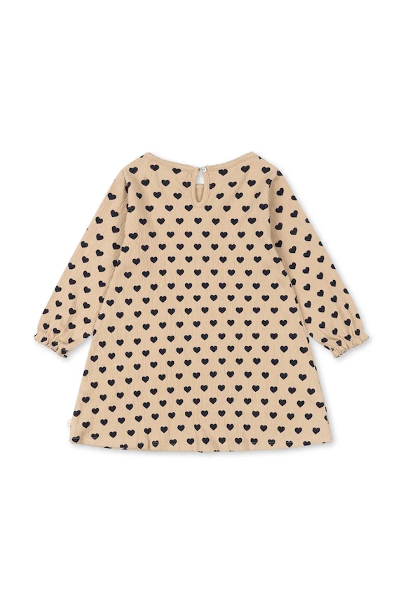 Detské bavlnené šaty Konges Sløjd CHLEO DRESS GOTS KS103751.9BYA béžová AW25