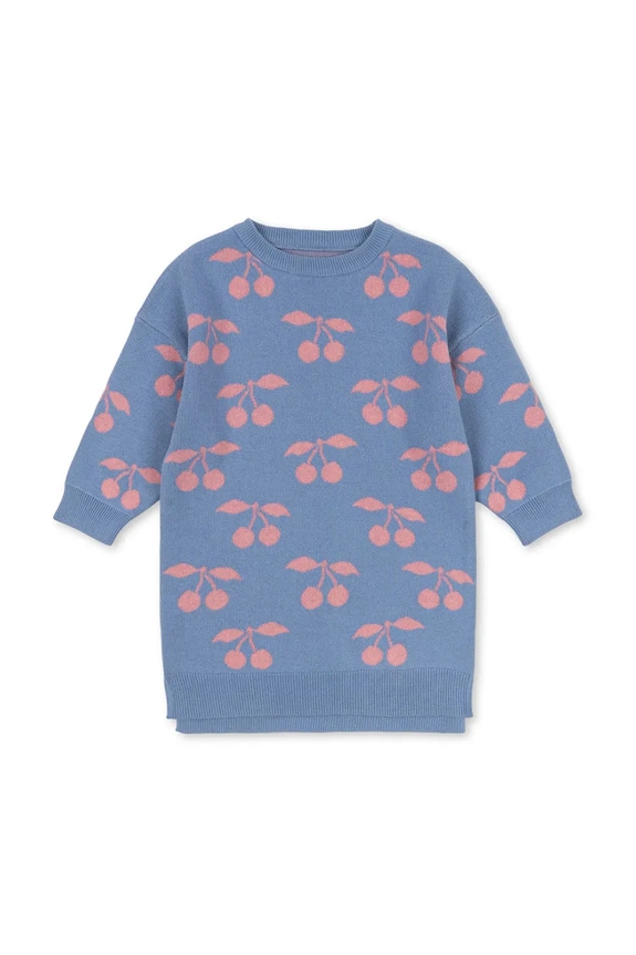 Παιδικό βαμβακερό φόρεμα Konges Sløjd LAPIS KNIT DRESS GOTS εμπριμέ μωβ KS103854.9BYA